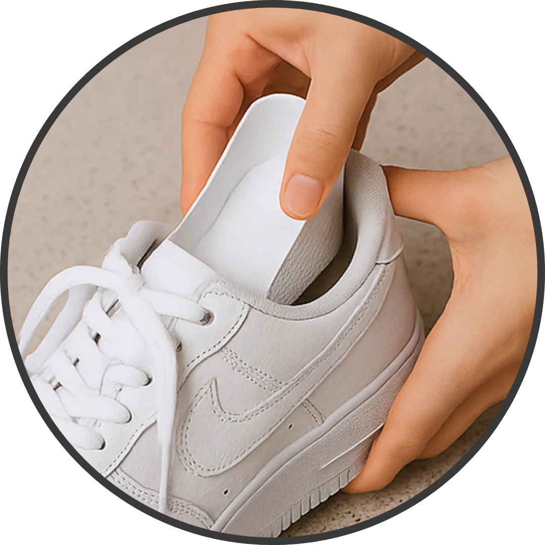 Inchmaxxers 2.0 - Height Increasing Insoles being slipped into shoe