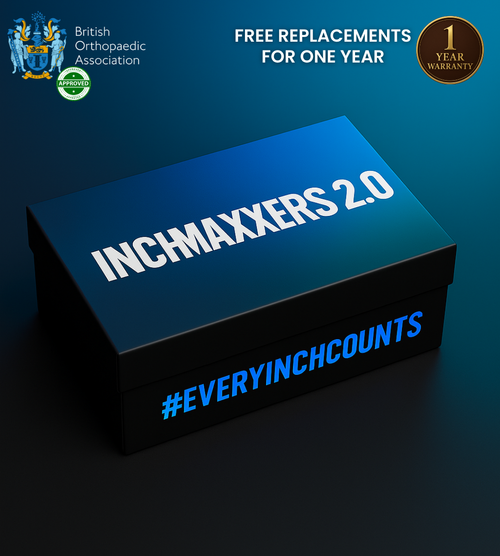 white Inchmaxxers 2.0 - Height Increasing Insoles box on dark background