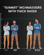 couple side by side before and after with male wearing inchmaxxers height boosting insoles in 'after' image, increasing height by 3.5 inches.